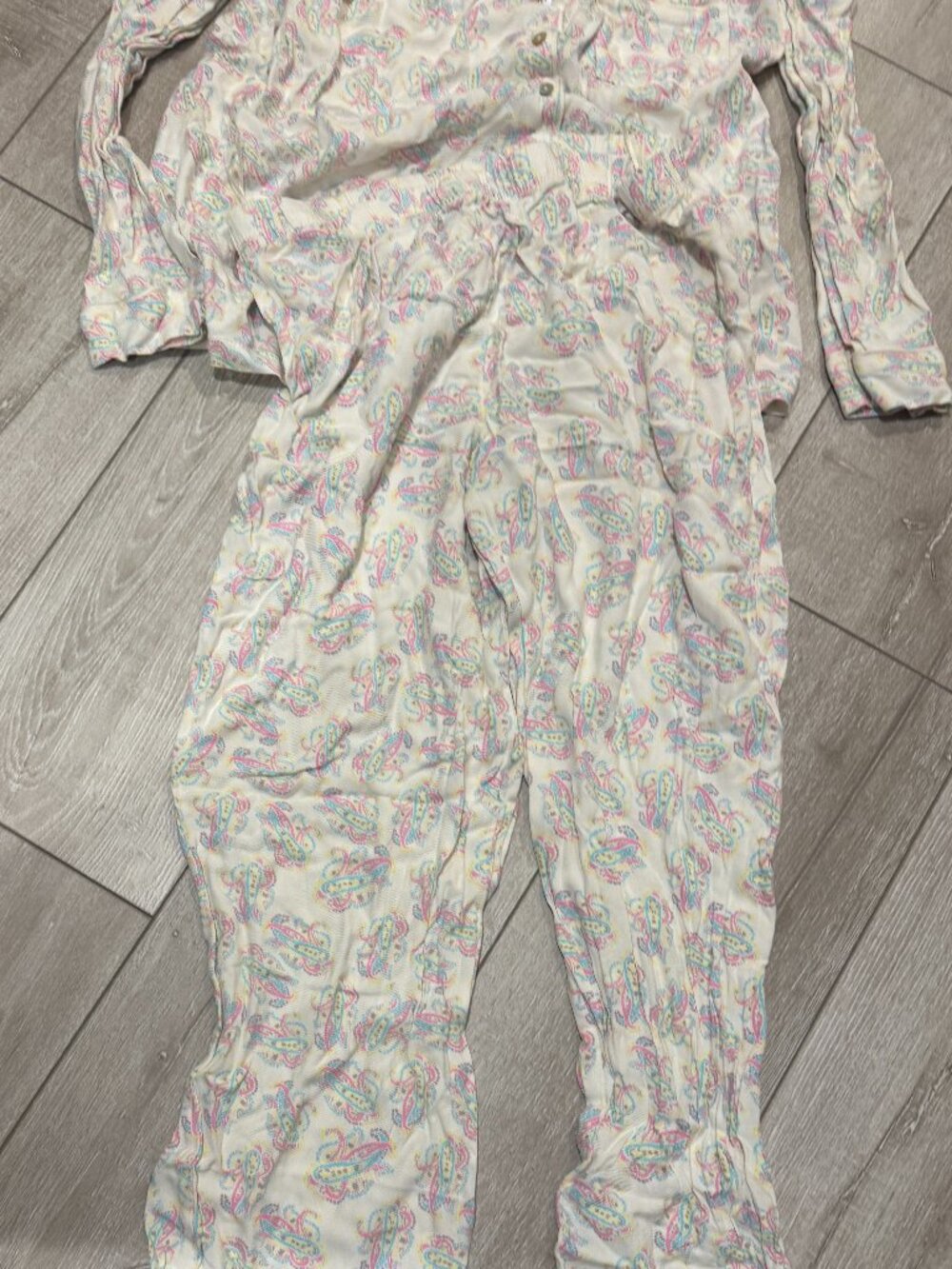 Paisley Print Pyjama Set Top + Trousers Pastel Cottagecore